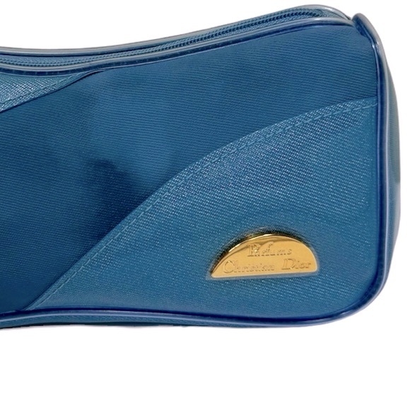 DIOR Bag Logo Clutch Parfums Faux Leather Fabric Cosmetic Tote Makeup Bag Purse - Picture 2 of 15